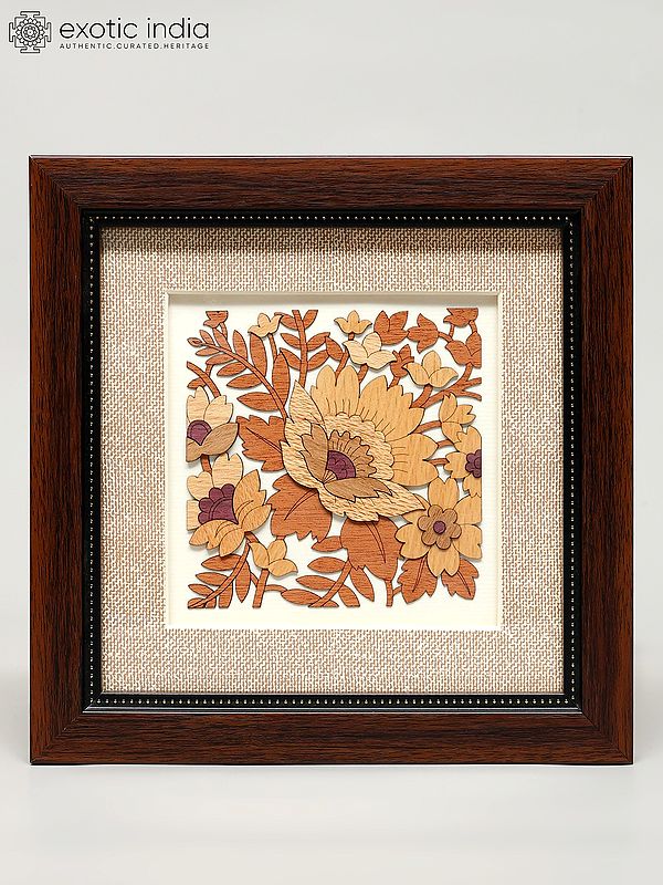 8" Flower Design Wood Frame | Wall Hanging