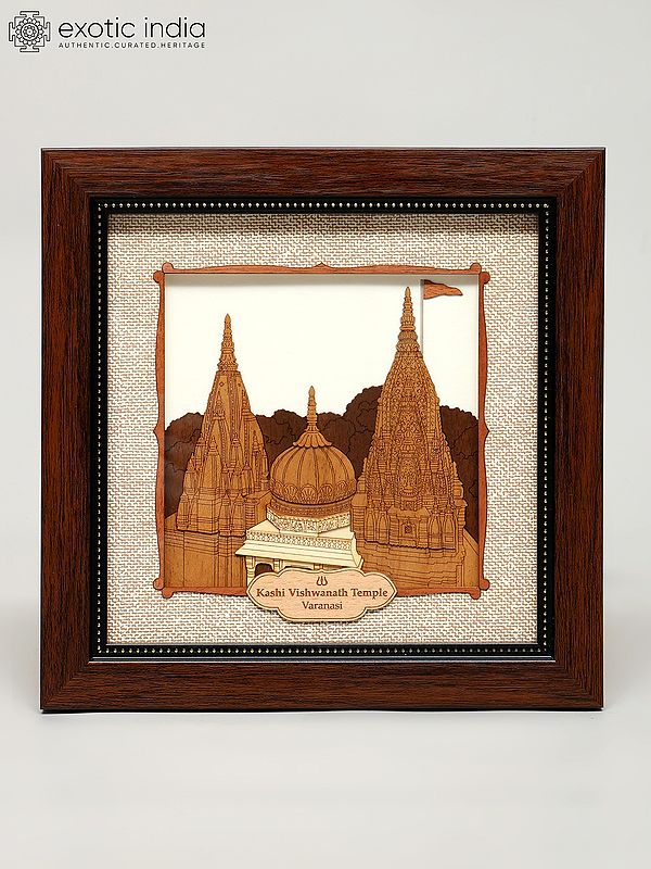 8" Kashi Vishwanath Temple, Varanasi | Wood Carved Frame | Wall Hanging