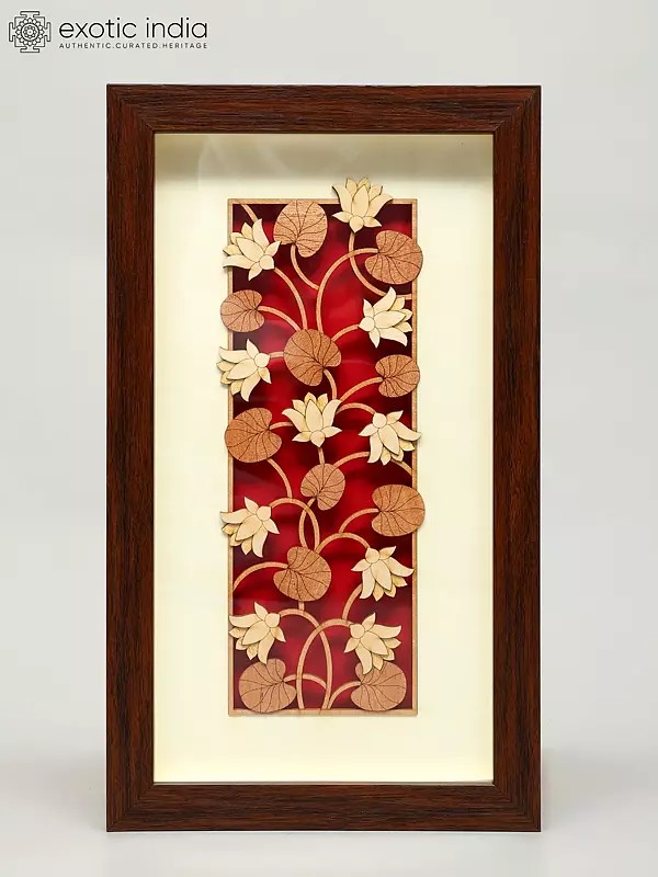 12" Floral Art | Wood Carved Frame | Wall Hanging