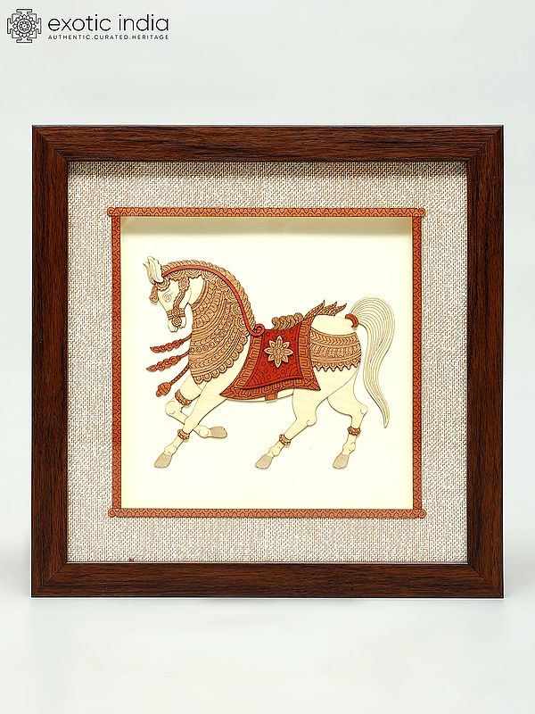 10" Running Horse | Wood Carved Wall Hanging Frame