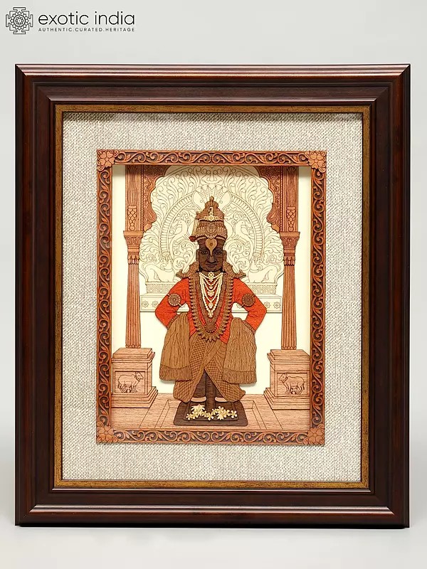 13" Lord Vitthal | Wood Carved Frame | Wall Hanging