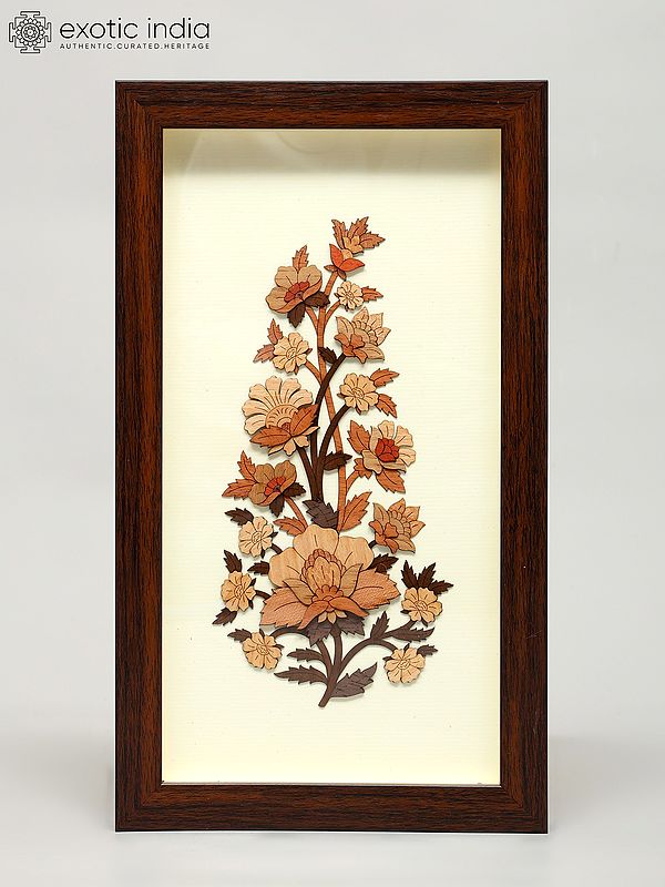 12" Flower Design Wood Frame | Wall Hanging