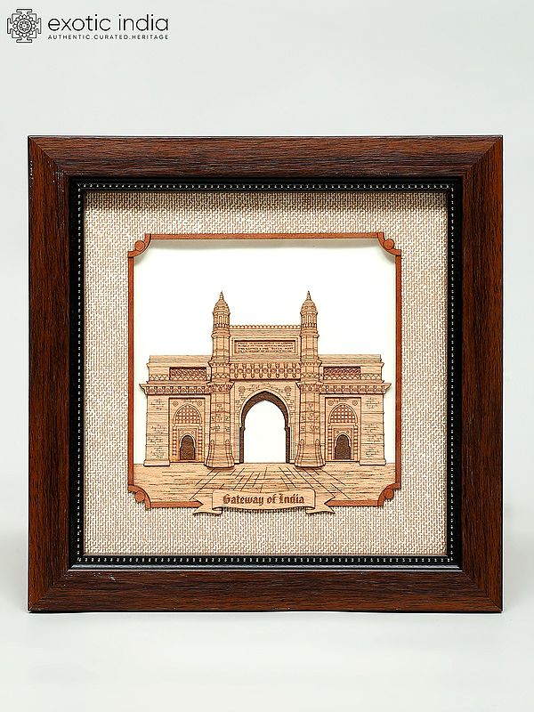 8" Gateway of India | Wood Carved Wall Hanging Frame | Home Decor
