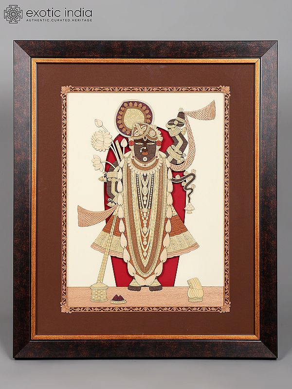 24" Shrinath Ji | Wood Carved Frame | Wall Hanging
