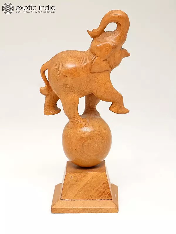 7" Roaring Elephant On Ball | Wood Home Decor Item