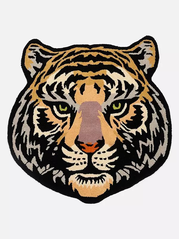 Tiger Face Shape Tufted Yogic Asana Mat from Mirzapur