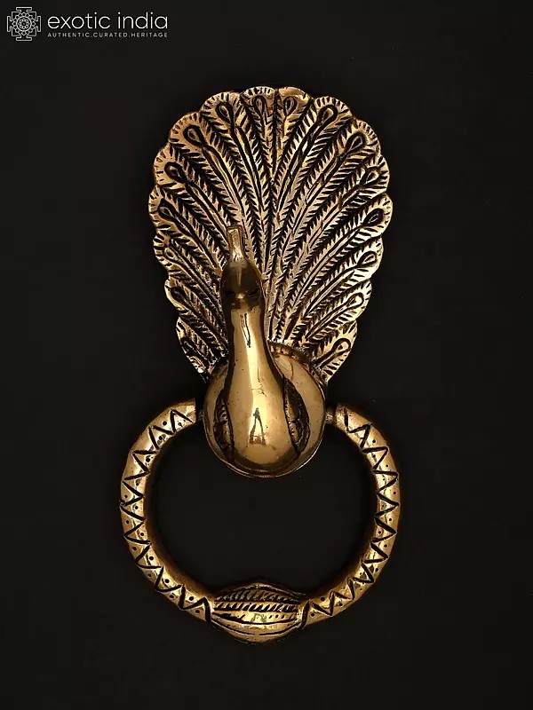Brass Door Knocker of Peacock | Handmade Brass Door Handle