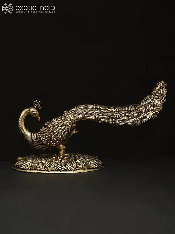 7" Superfine Brass Peacock Figurine | Table Decor