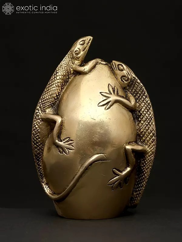 5" Small Decorative Lizards Showpiece | Table Decor | Brass Statue