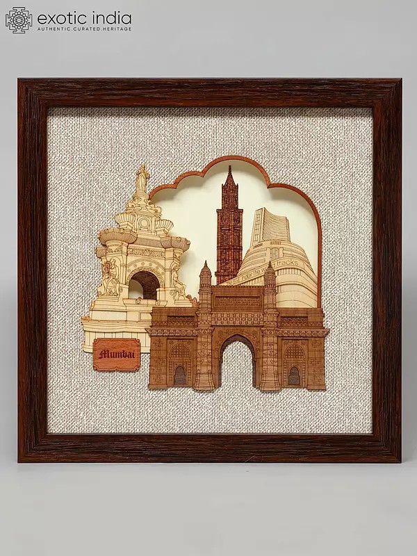 10" Mumbai Monuments Wood Frame | Wall Hanging | Home Decor