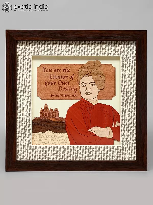 10" Swami Vivekananda Wood Frame with Motivational Quote | Wall Hanging | Home Decor