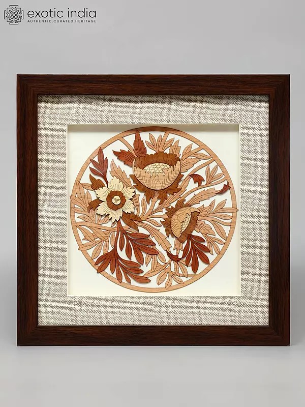 10" Floral Design Wood Frame | Wall Hanging | Home Decor