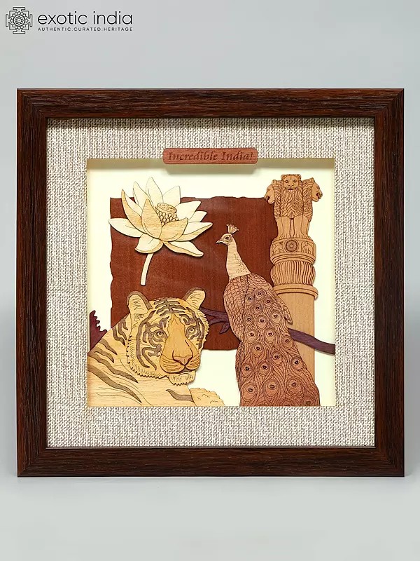 10" Incredible India | Wood Carved Frame | Wall Hanging