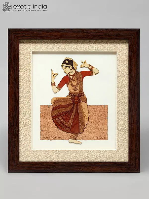 10" Bharatnatyam - Indian Classical Dance | Wood Carved Wall Hanging Frame | Home Decor