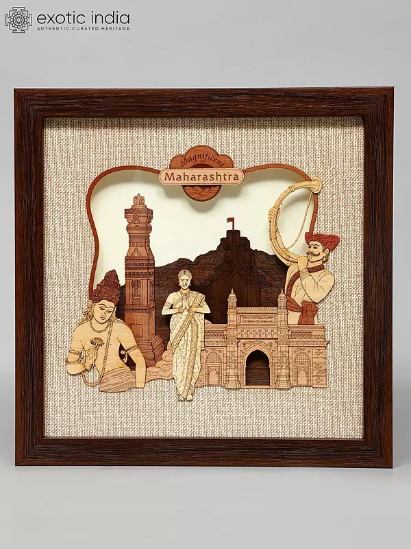 10" Magnificent Maharashtra Wood Carved Frame | Wall Hanging | Home Decor