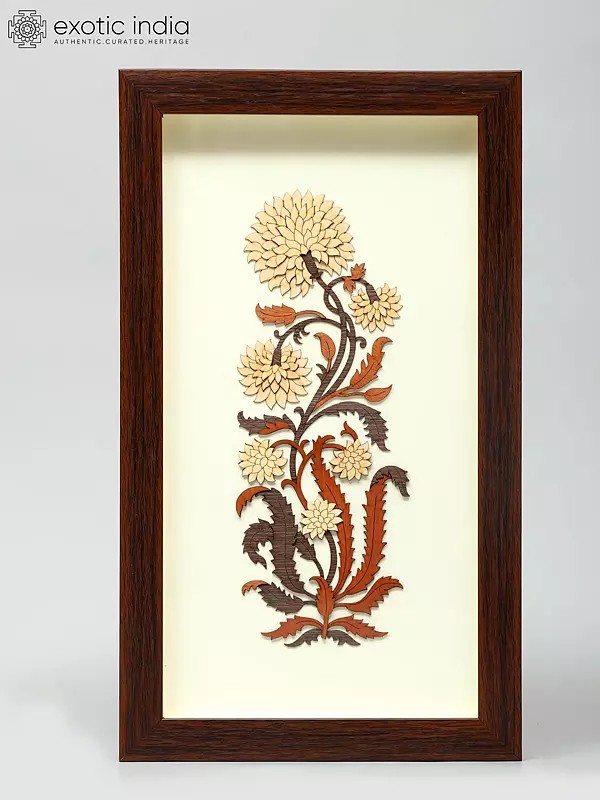 11" Flower Design Wood Frame | Wall Hanging | Home Decor