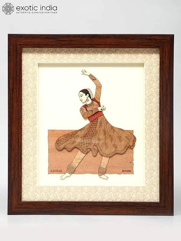 10" Kathak - Indian Classical Dance | Wood Carved Wall Hanging Frame