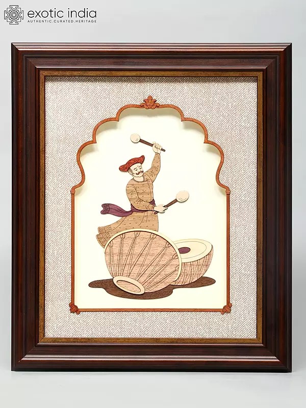 13" Nagada - Traditional Indian Drum | Wood Frame | Wall Hanging