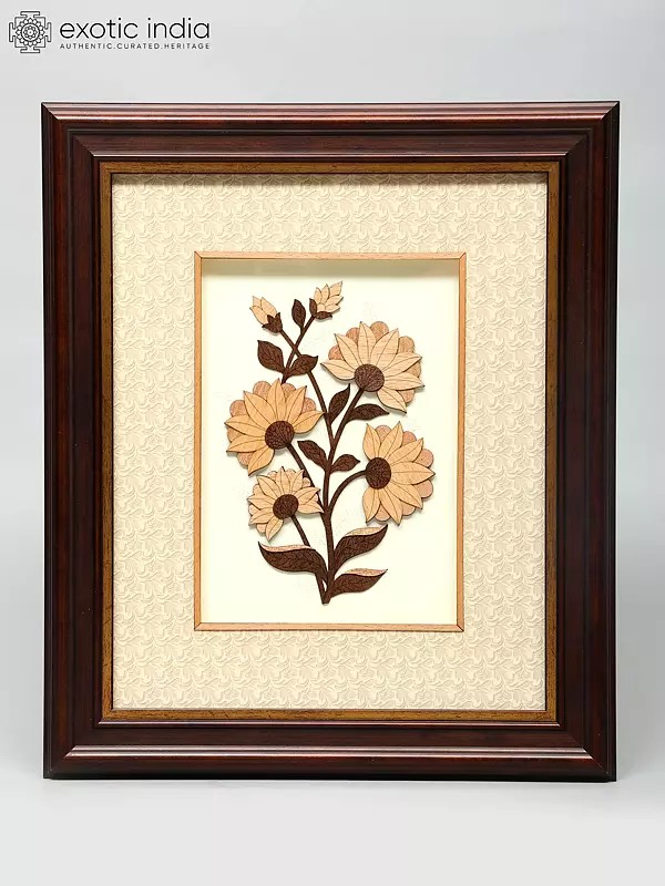 13" Flowers Design Wood Frame | Wall Hanging | Home Decor