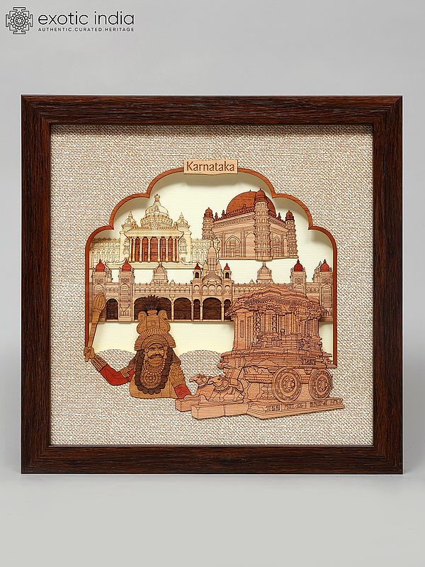 10" Karnataka Monuments | Wood Art | Wall Hanging Frame