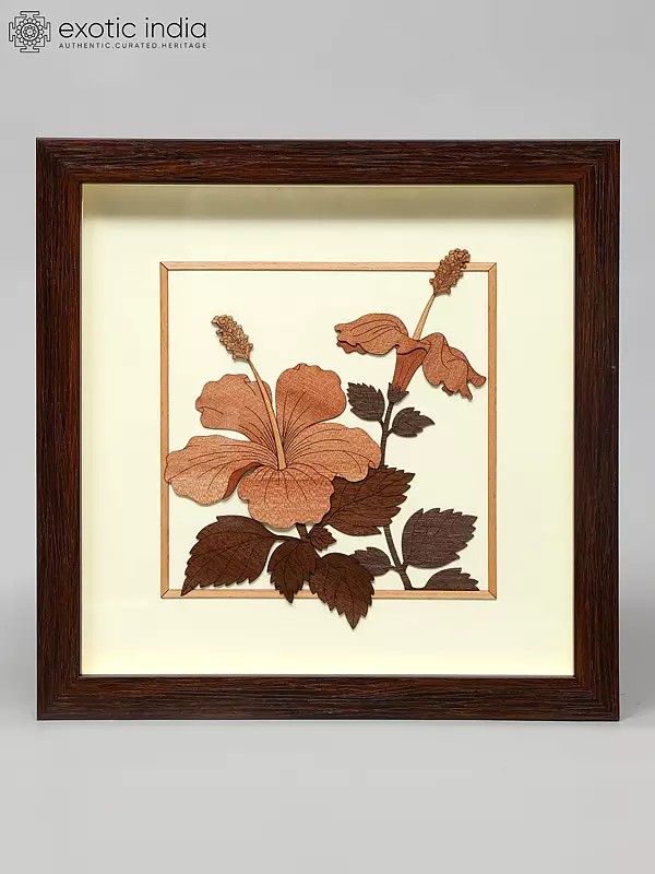 10" Flower Design Wood Frame | Wall Hanging