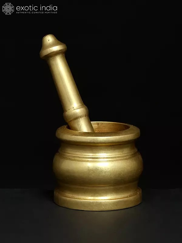 2" Small Mortar and Pestle Herb Grinder in Brass | Handmade | Made in India