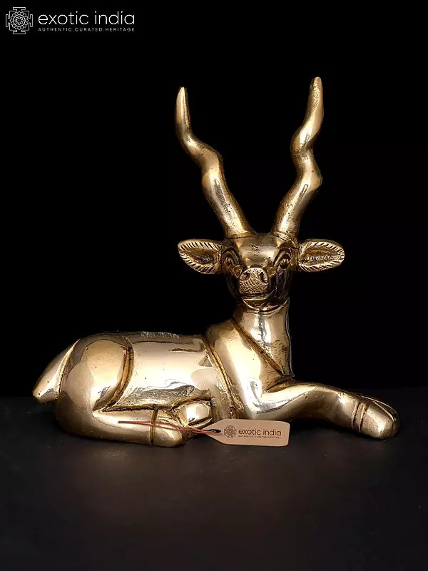 3" Small Brass Sitting Deer Figurine | Handmade