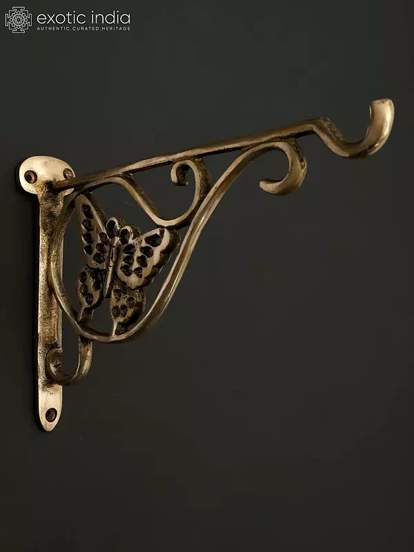 9" Brass Wall Hanging Butterfly Bracket | Home Decor