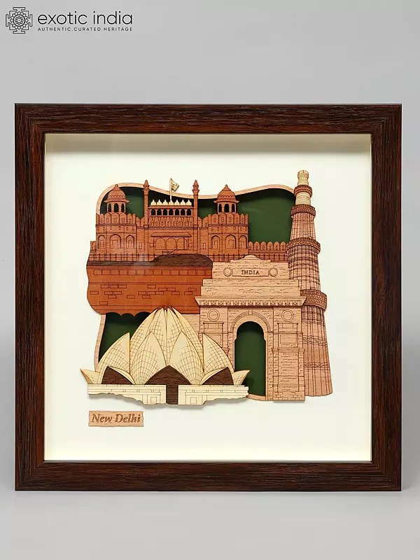 10" Delhi Monuments | Wall Hanging Wood Frame | Home Decor