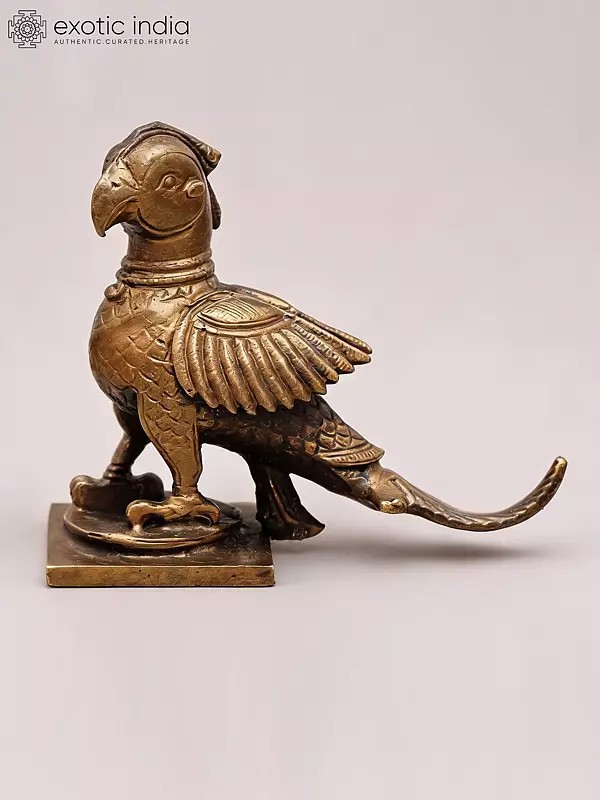 Small Cast Copper Parrot Statue - 3" Accent Piece