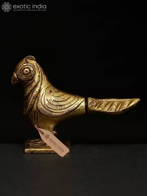 3" Small Brass Parrot Figurine | Table Decor