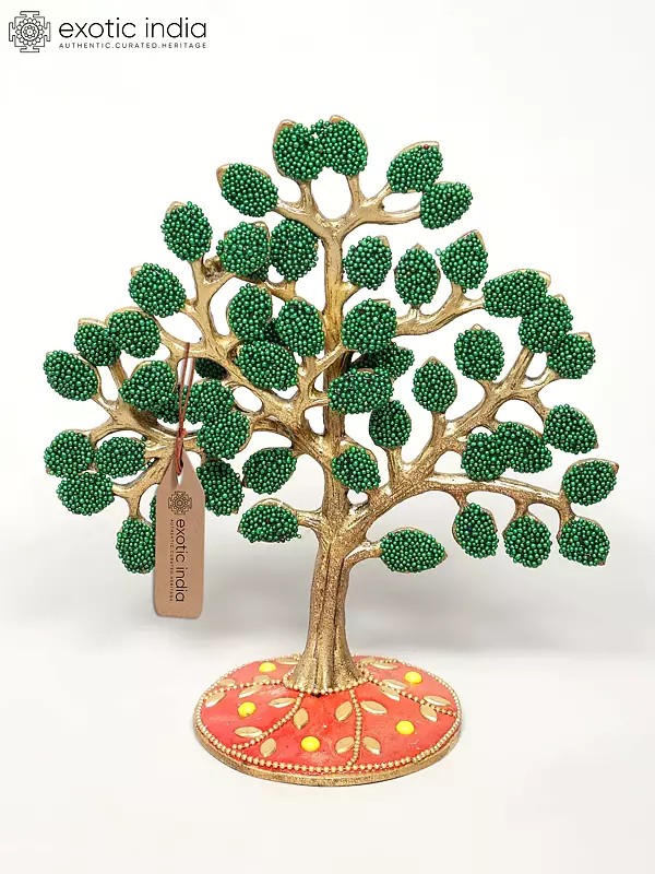 6" Small Brass Tree of Life with Inlay Work | Table Decor
