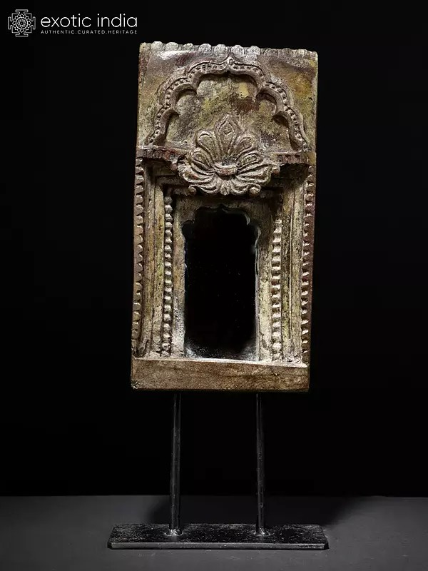 16" Vintage Mirror Wooden Frame on Iron Stand