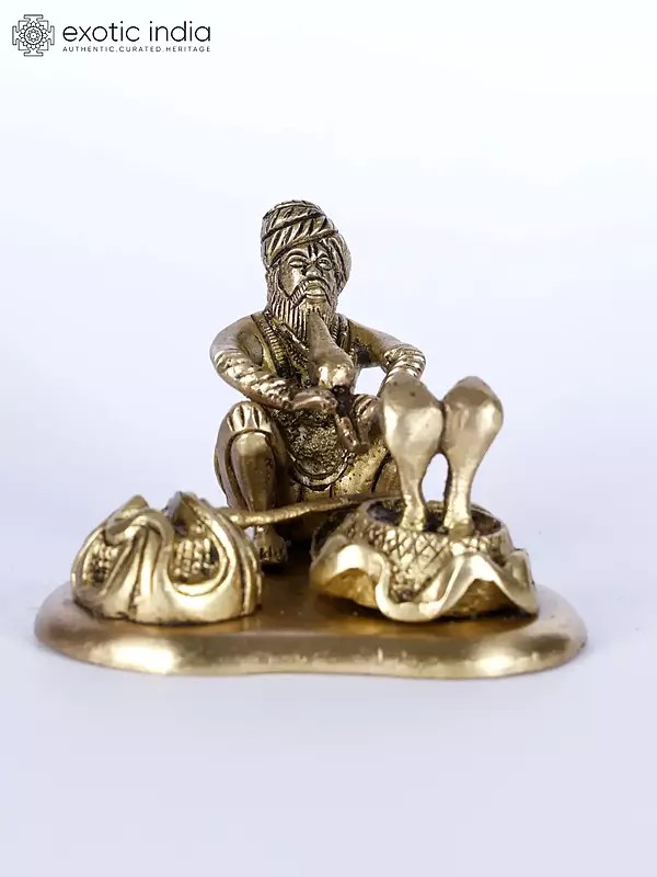 3" Small Indian Snake Charmer (Sapera) Brass Statue | Table Decor