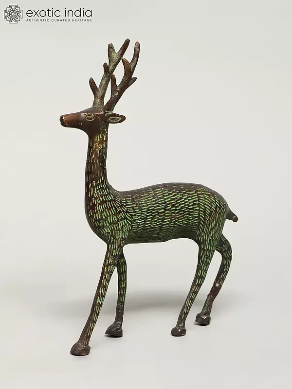 8" Brass Deer Statue | Table Decor