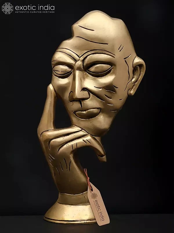 12" Stylized Thinking Man | Brass Statue | Table Decor