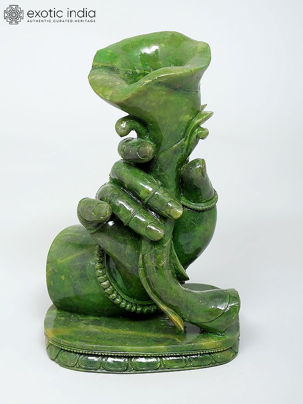 8" Stylish Hand Holding Flower Vase | Green Stone Statue | Made In Orissa