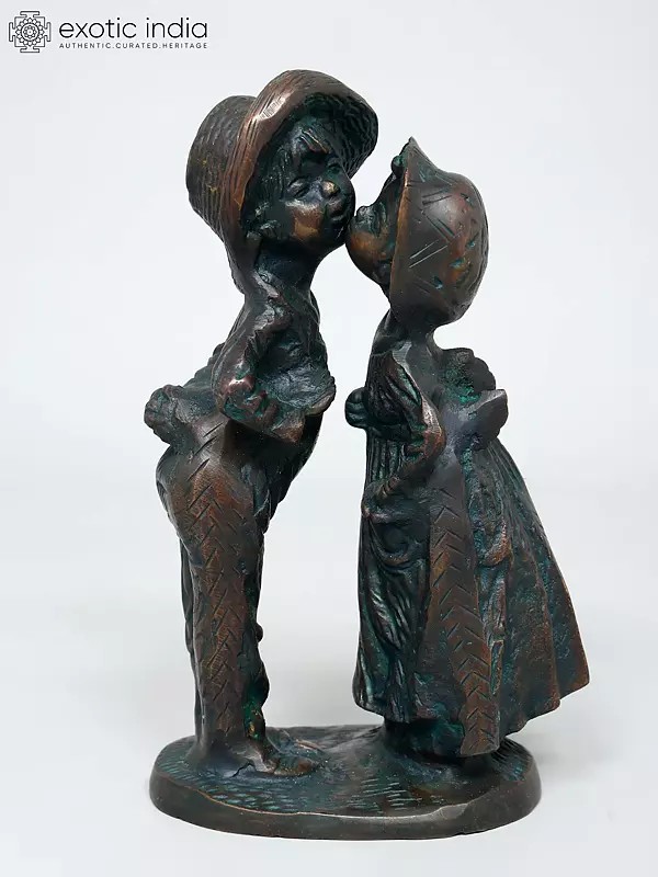 9" Cute Couple | Brass Statue | Table Decor
