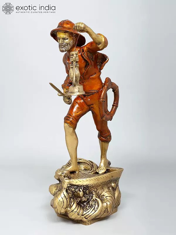 19" Sailor with Lantern | Decorative Brass Statue | Home Decor