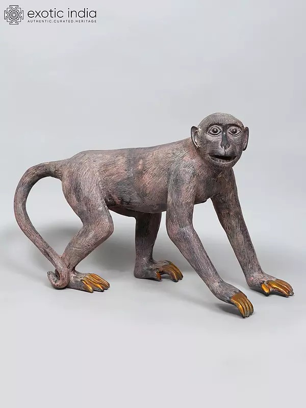 21" Brass Monkey Statue | Home Decor