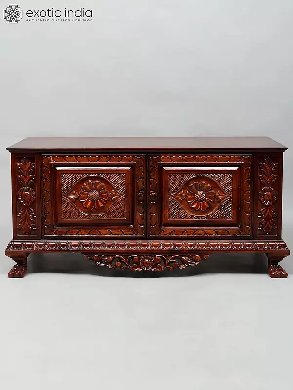 36" Wood Carved Sideboard Cabinet | Home and Living