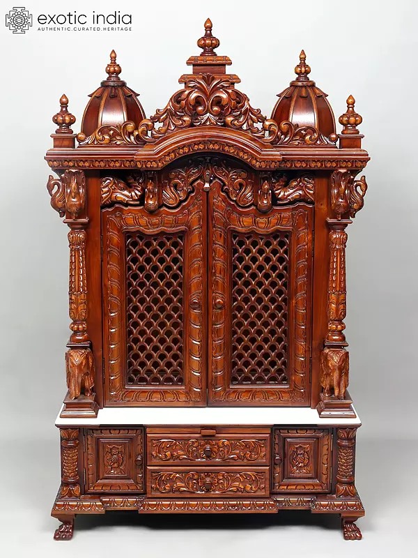 63" Huge Designer Puja Temple with Double Doors