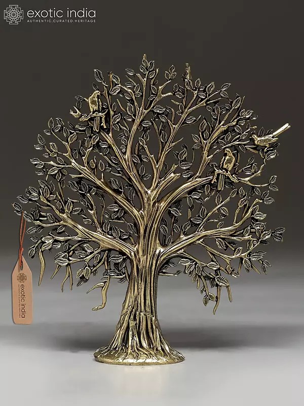6" Small Brass Superfine Tree of Life with Perched Birds | Table Decor