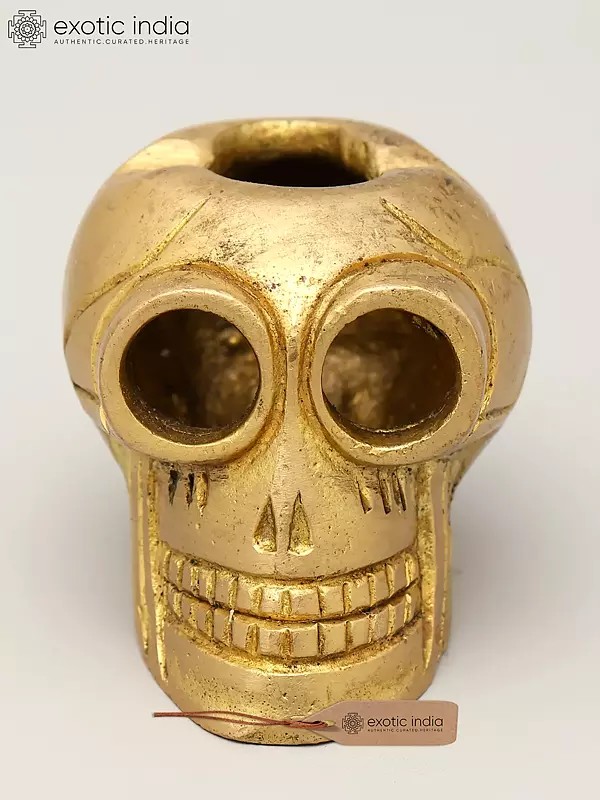 Small Brass Advitiya Hollow Skull / Khopadi Open from Top | Home Decor Item