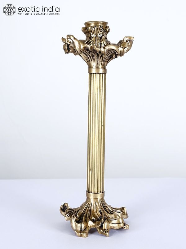 11" Designer Candle Holder in Brass