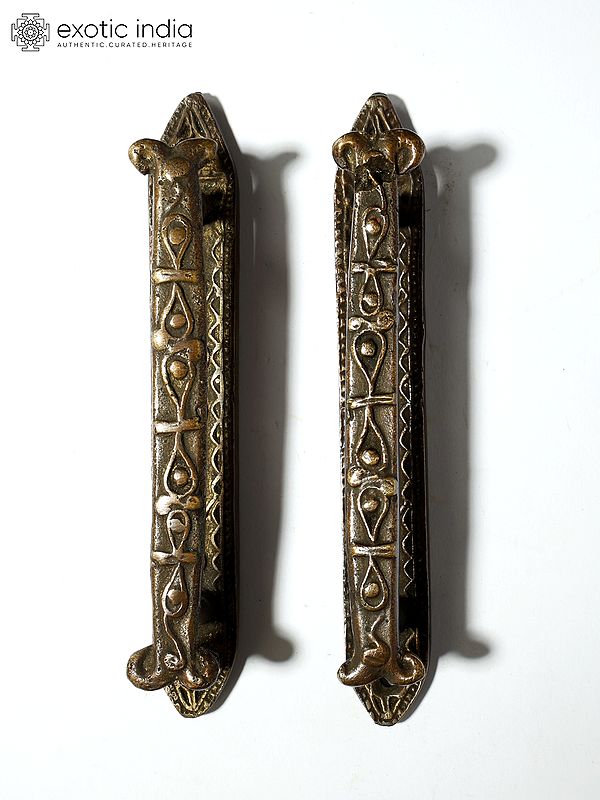 5" Art Nouveau Door Handles in Pair