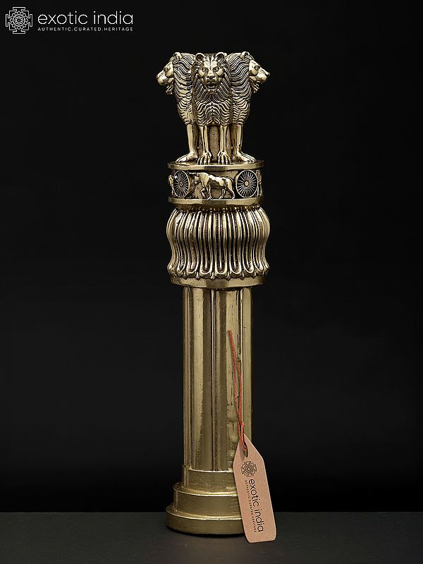 10" Superfine Brass Ashoka Pillar (National Emblem) | Table Decor