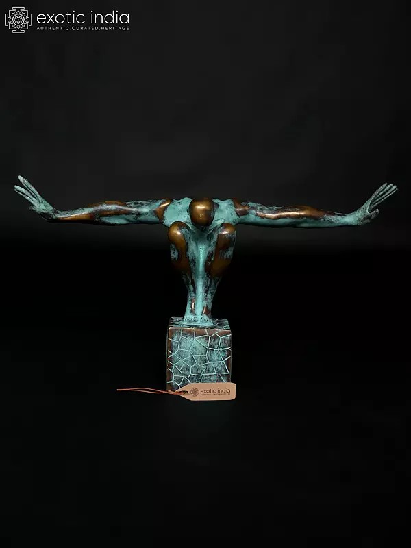 27" The Moment Before The Dive - The Olympic Swimmer | Brass Staute with Bronze Finish