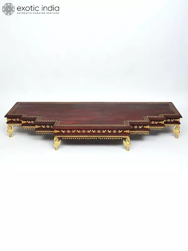 64" Large Size Designer Wood Chowki with Brass Work