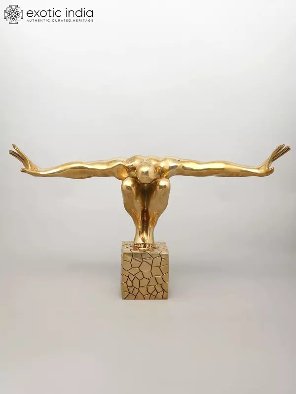 27" That One Breath Before The Dive - The Olympic Swimmer | Decorative Brass Statue | Home Decor